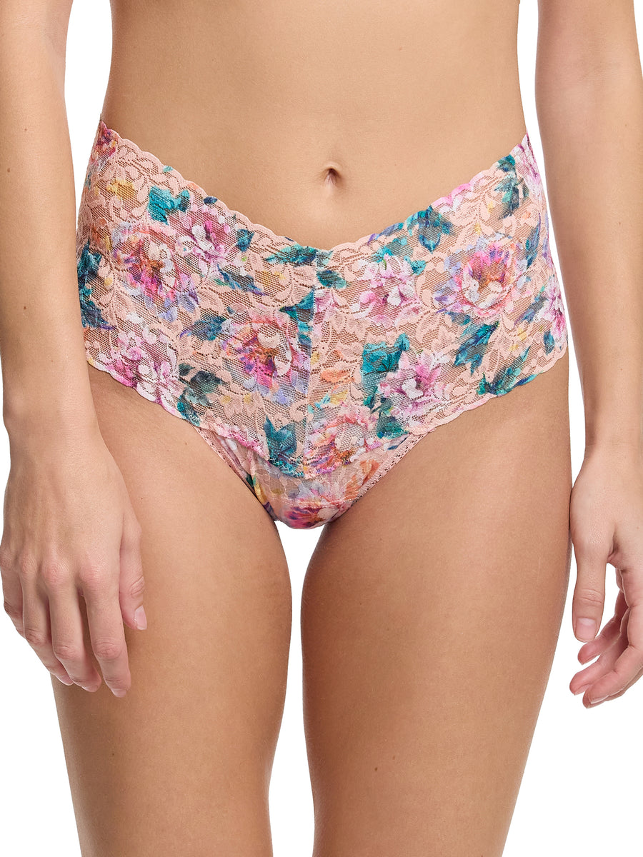 Printed Retro Lace Thong Buy Myself Flowers Sale