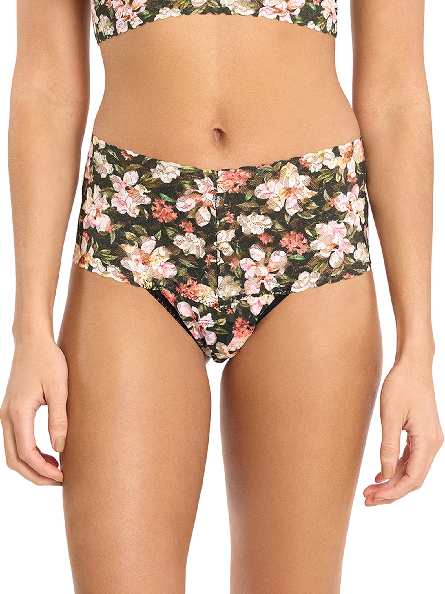 Printed Retro Lace Thong Dark Room Blooms Sale