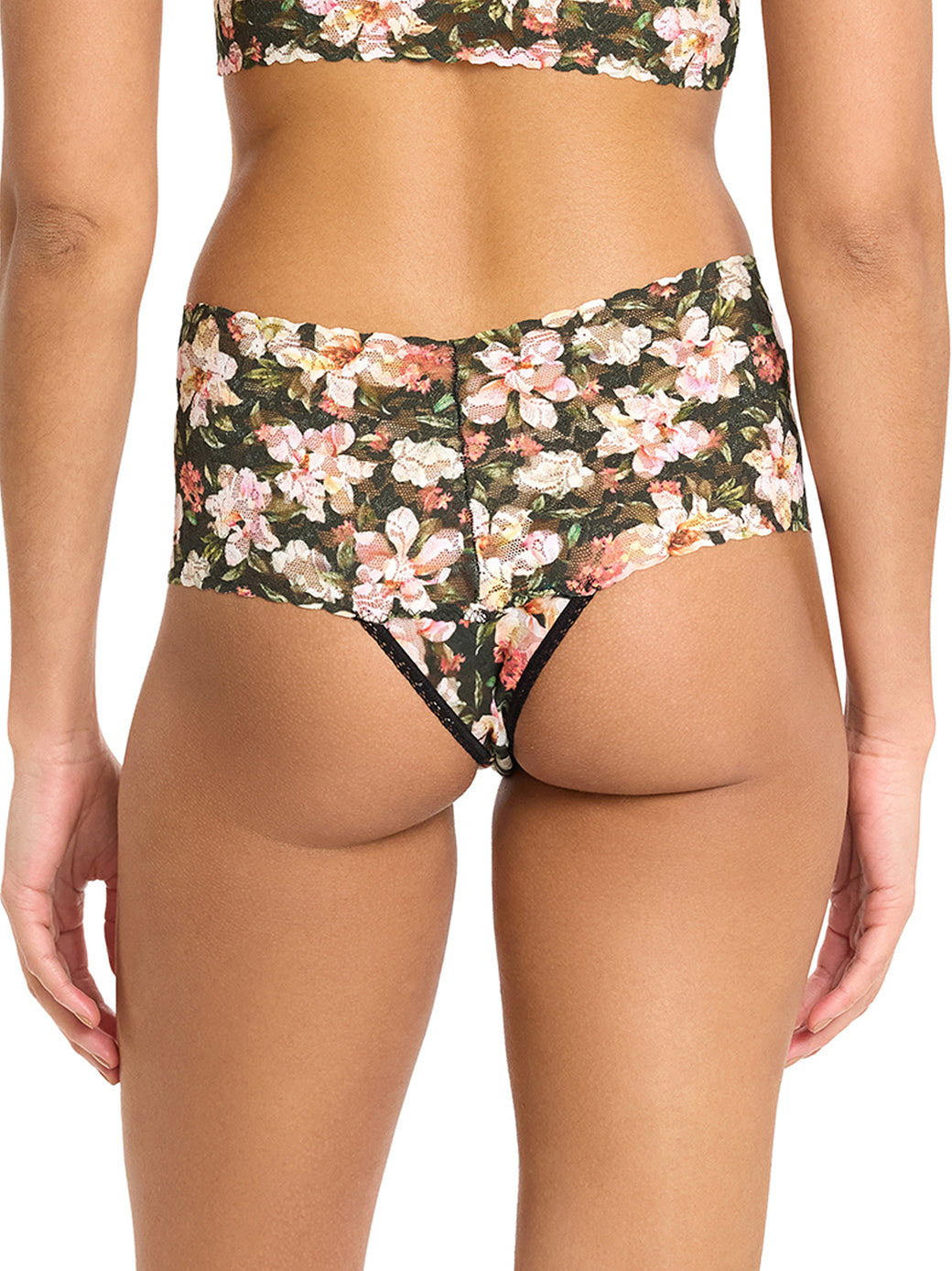 Printed Retro Lace Thong Dark Room Blooms  Black Friday Sale