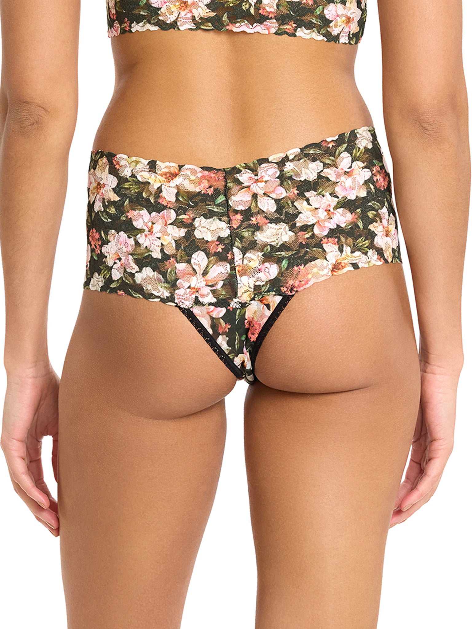 Printed Retro Lace Thong Dark Room Blooms  Black Friday Sale