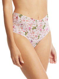 Printed Retro Lace Thong Rise And Vines