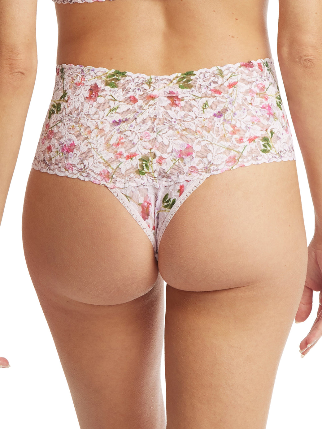 Printed Retro Lace Thong Rise And Vines