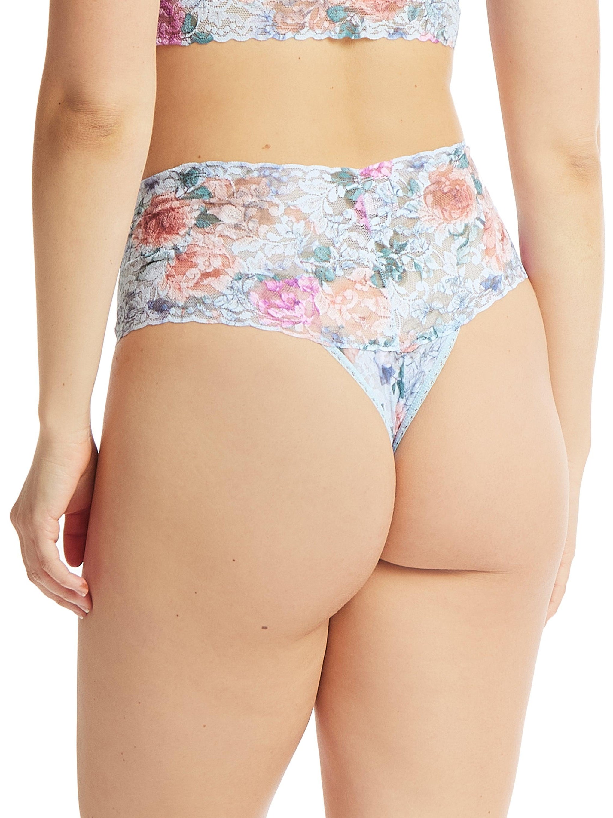 Printed Retro Lace Thong Tea For Two Sale