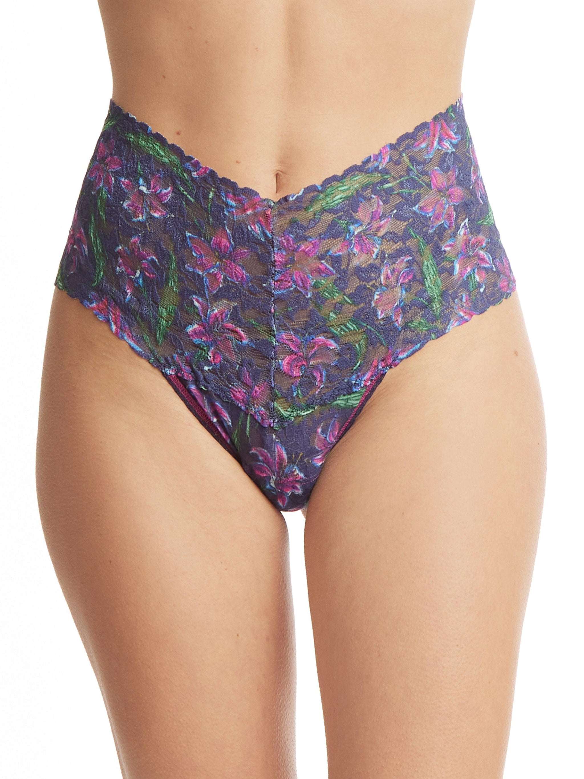 Printed Retro Lace Thong Twilight Bloom Sale