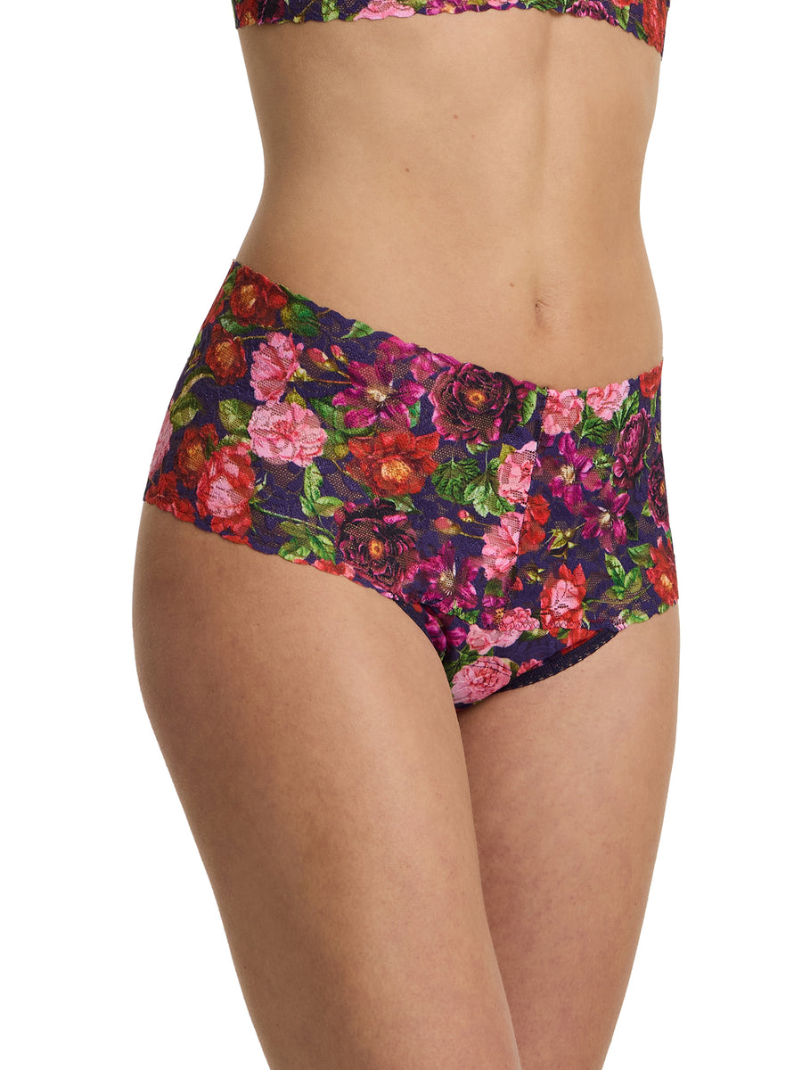 Winters Tale Floral Printed Retro Lace Thong - Side View, Floral Lace Detail | Hanky Panky