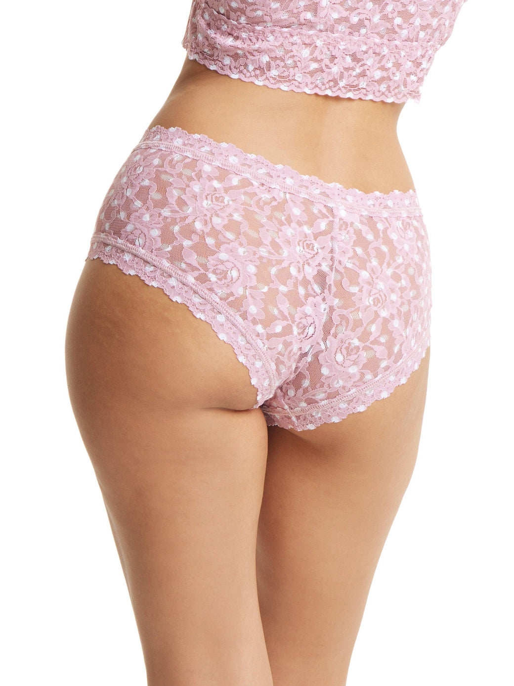 Printed Signature Lace Boyshort Pink Frosting Sale