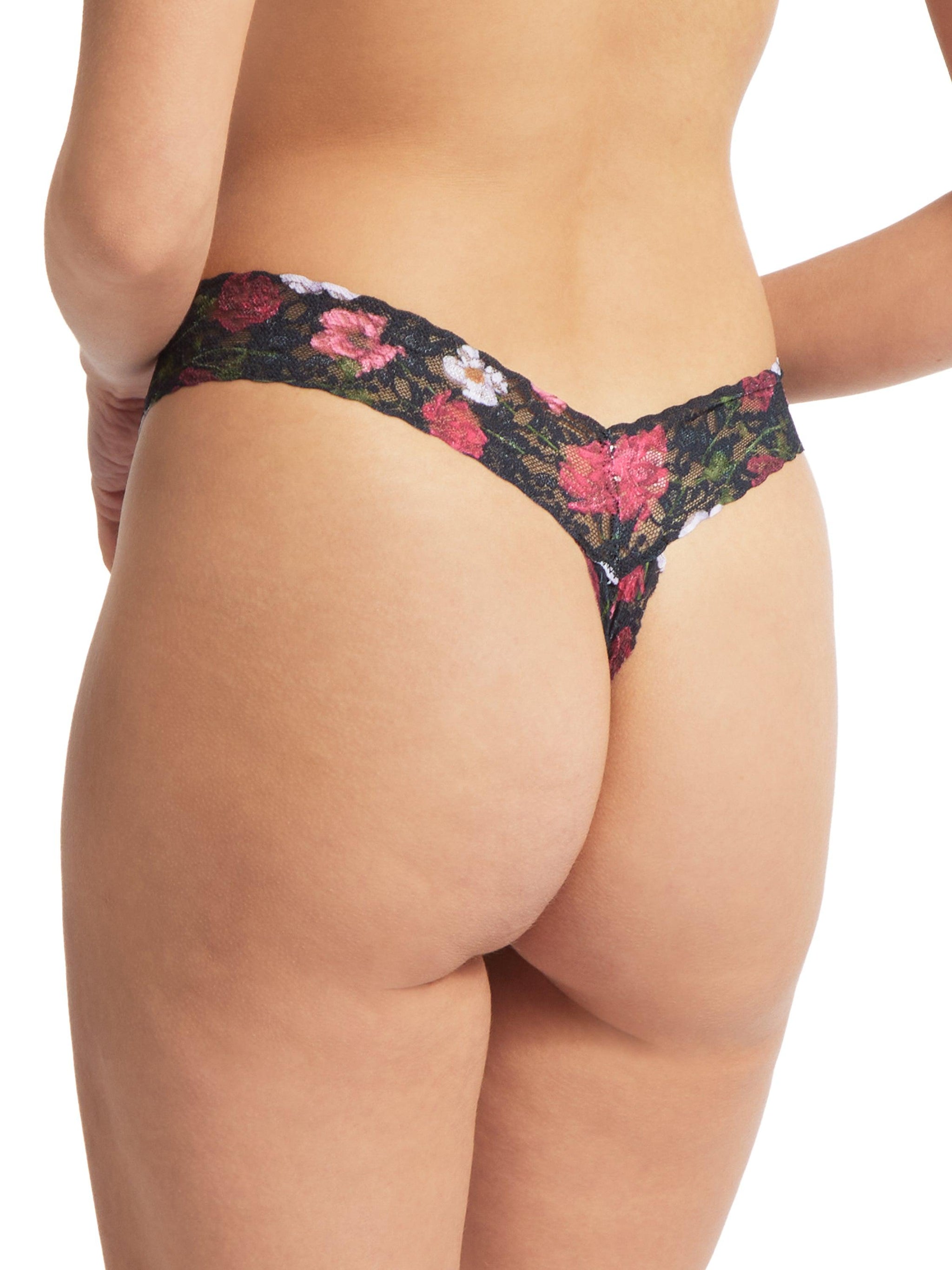 Printed Signature Lace Crotchless Thong Am I Dreaming Sale