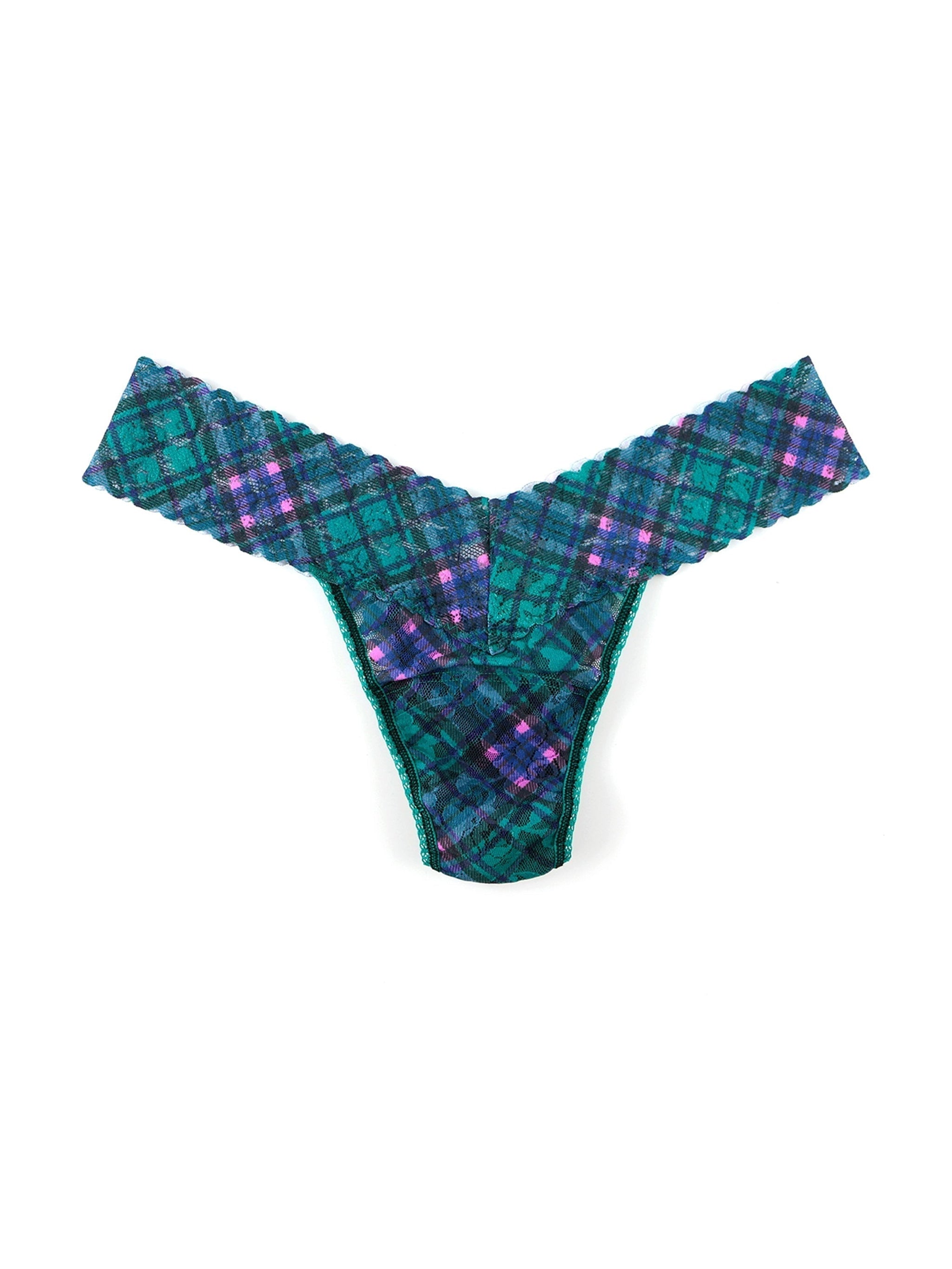 Printed Signature Lace Low Rise Thong 90's Plaid Sale