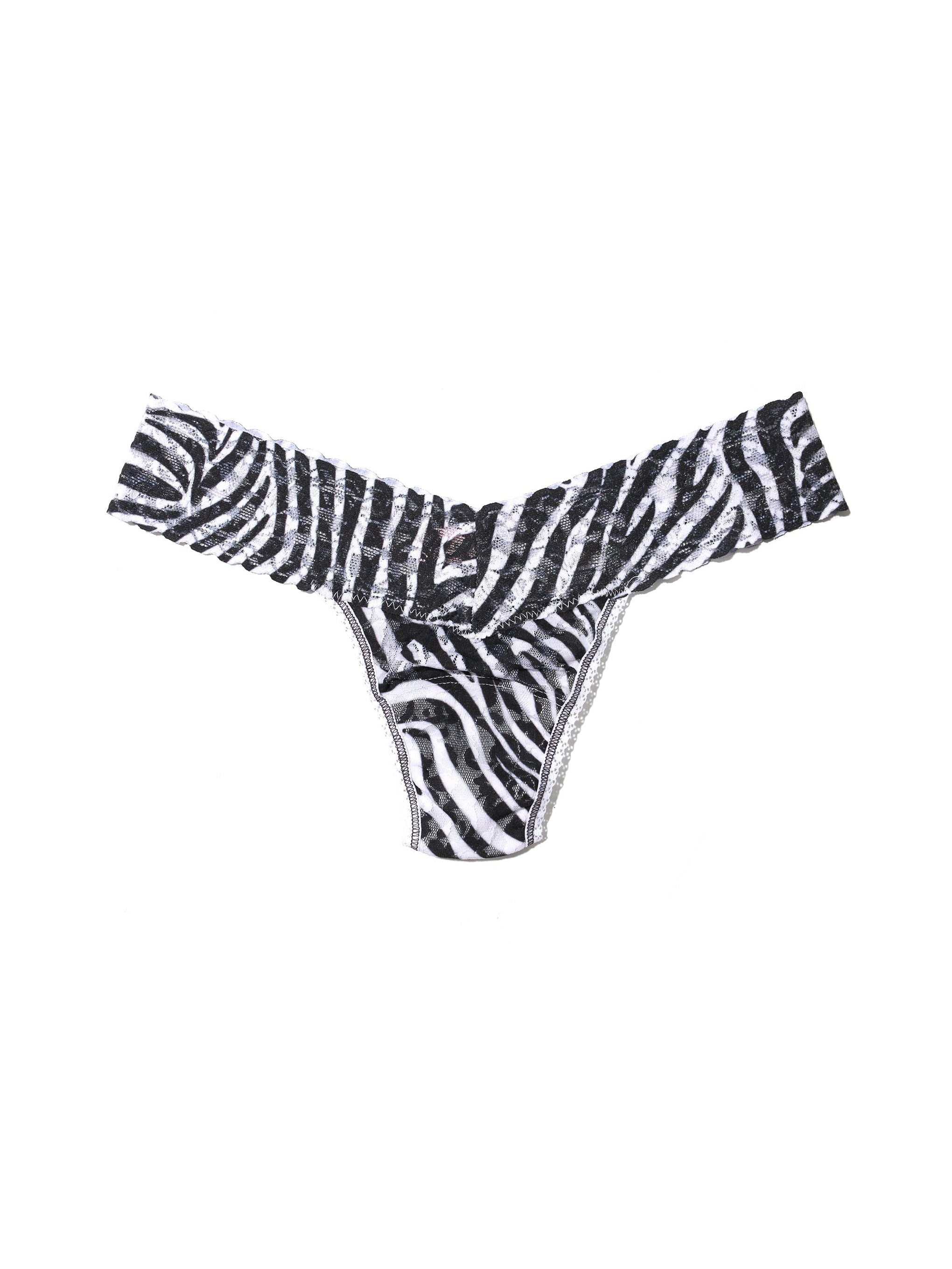 Printed Signature Lace Low Rise Thong A To Zebra Sale