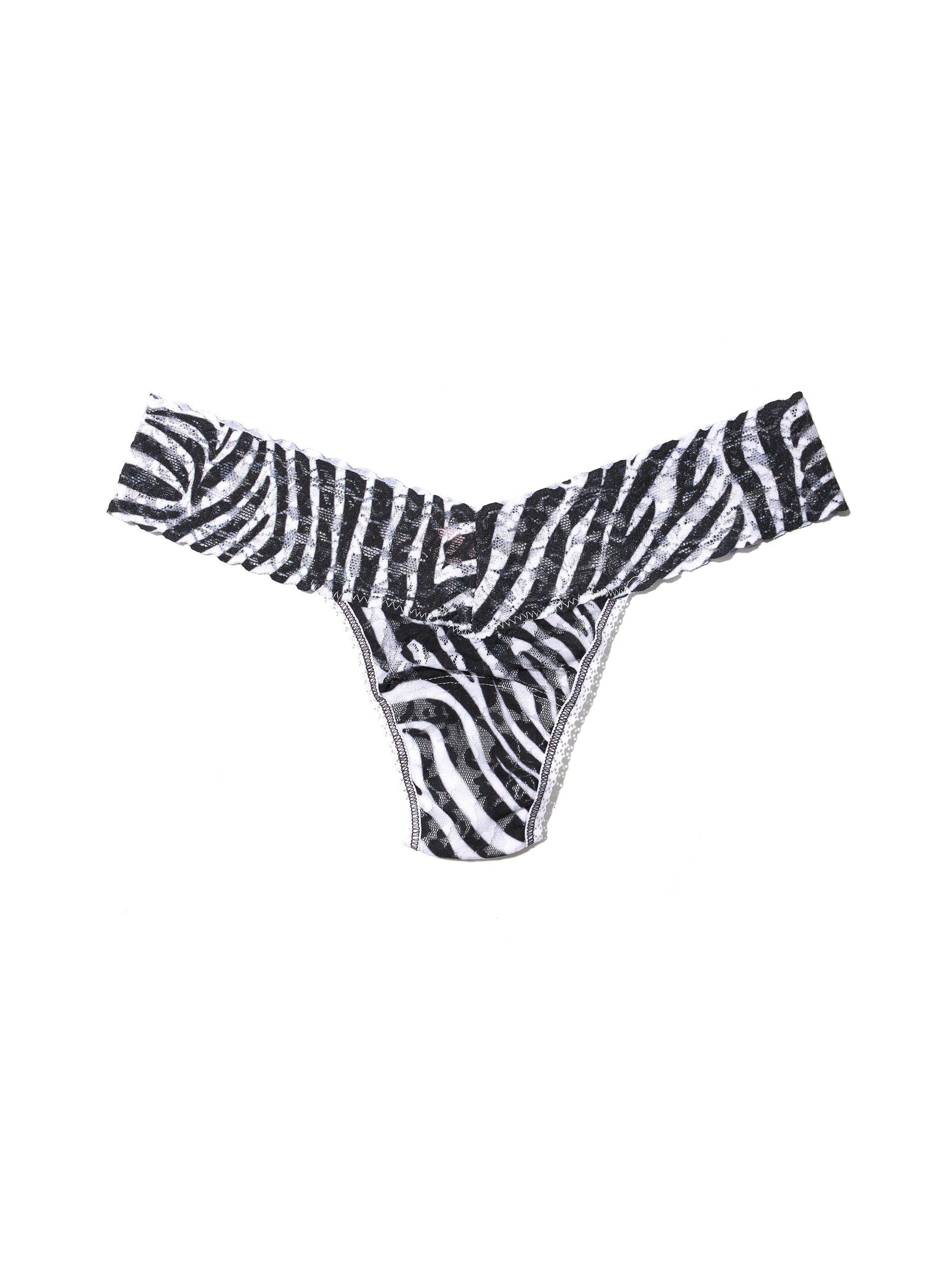 Printed Signature Lace Low Rise Thong A To Zebra