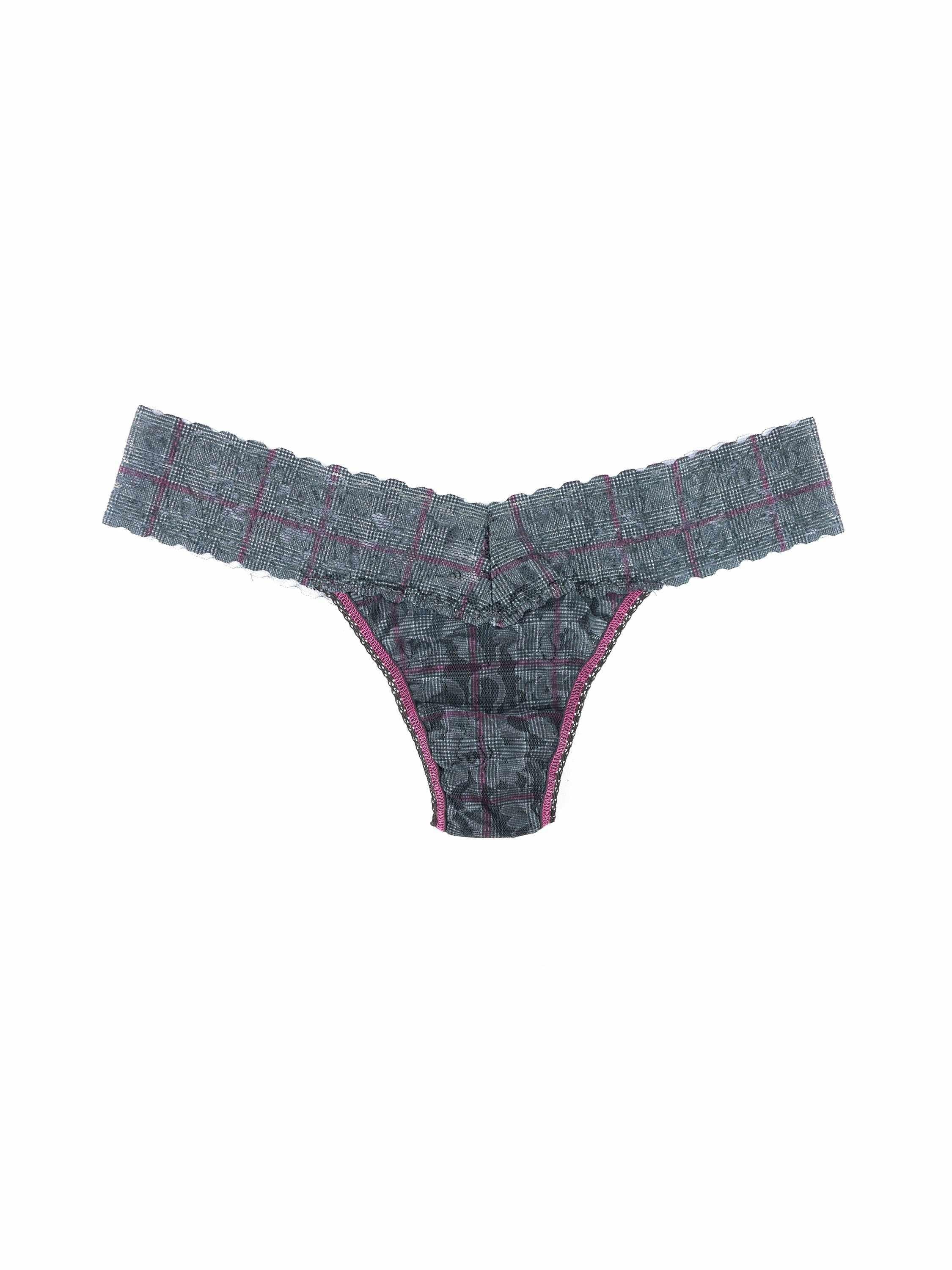 Printed Signature Lace® Low Rise Thong Academy Check Sale