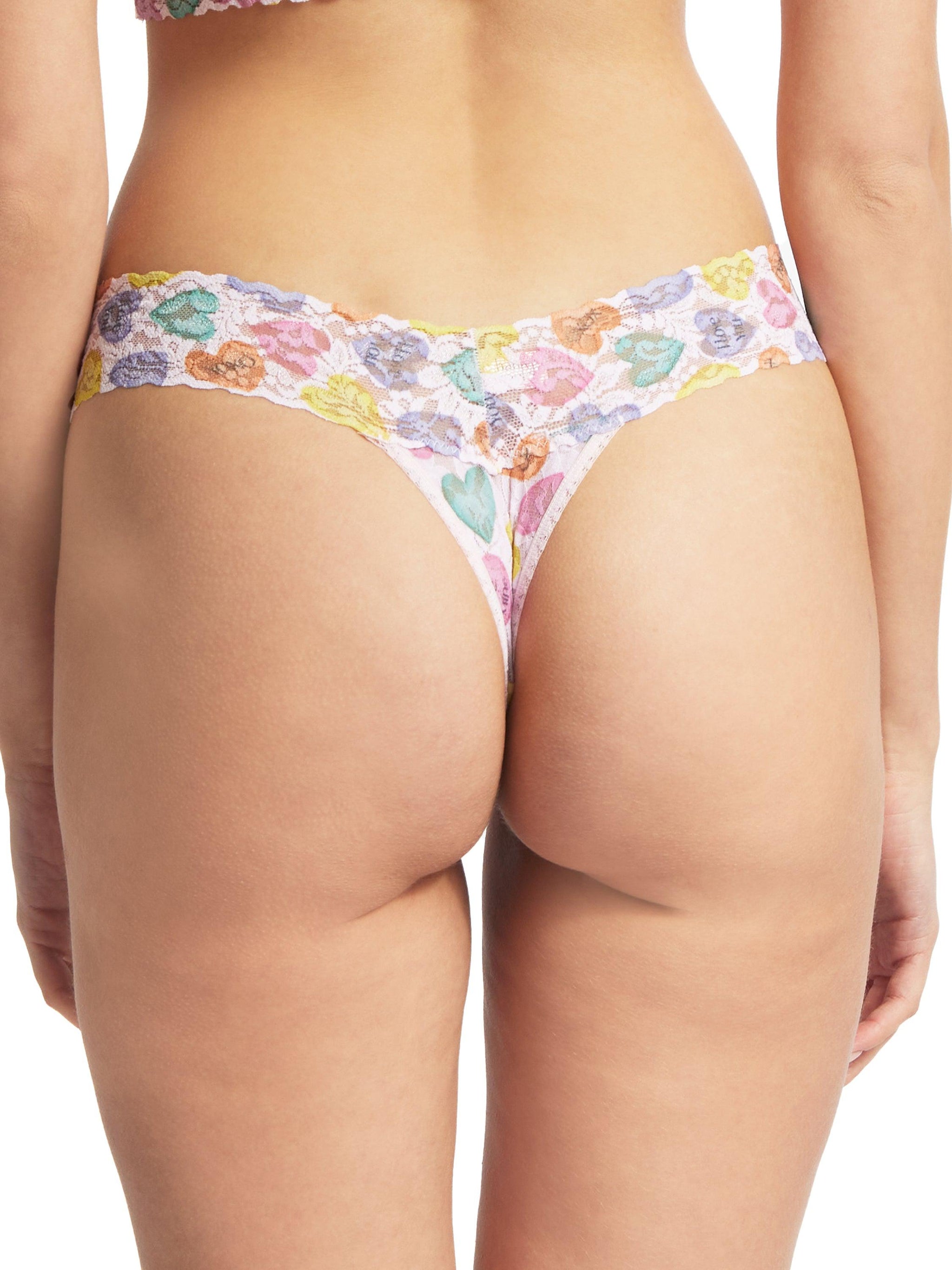 Printed Signature Lace Low Rise Thong Be Mine Sale