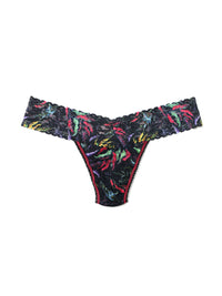 Printed Signature Lace Low Rise Thong Floating Sale