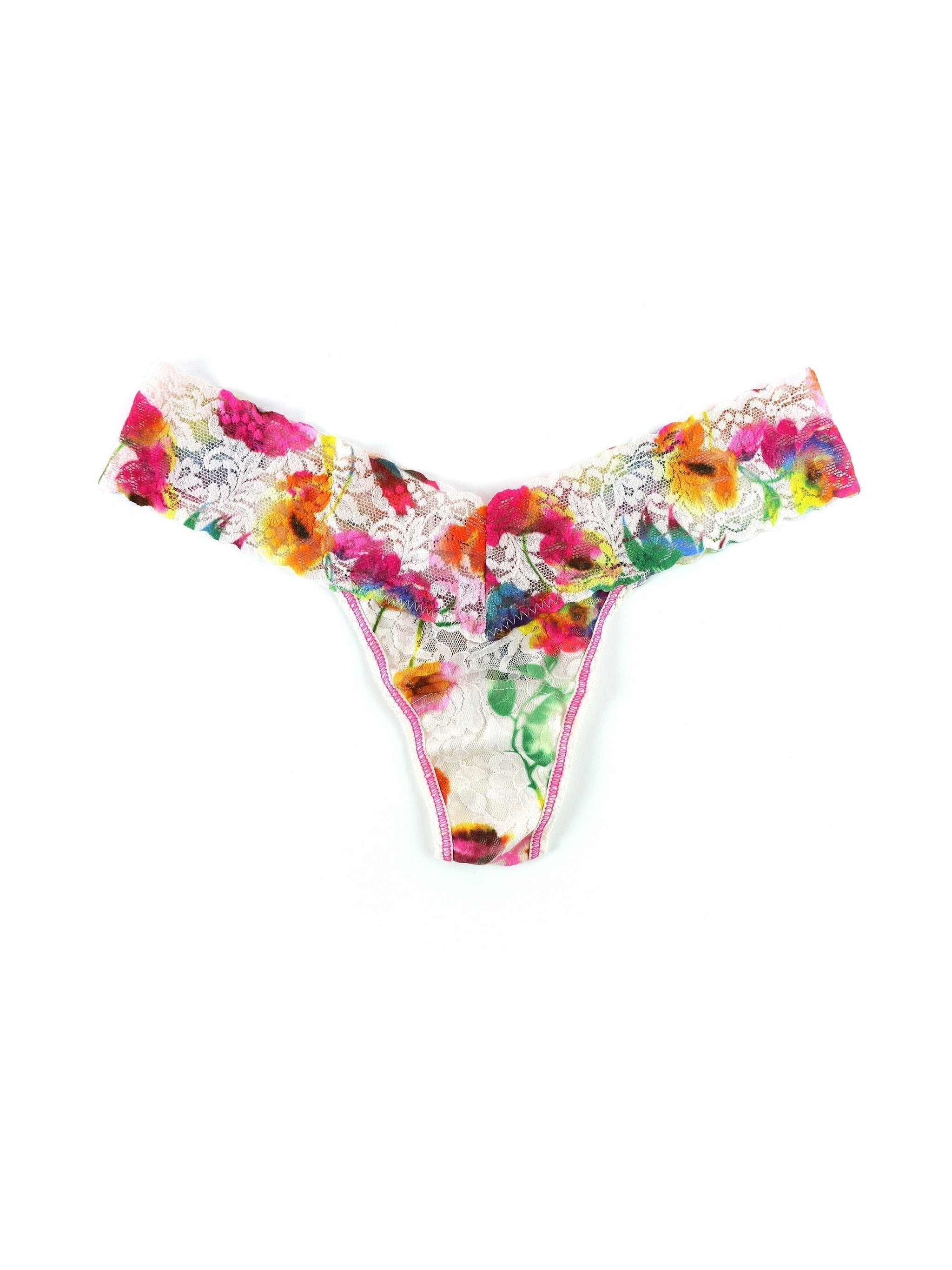 Printed Signature Lace Low Rise Thong Floral Reflections Sale