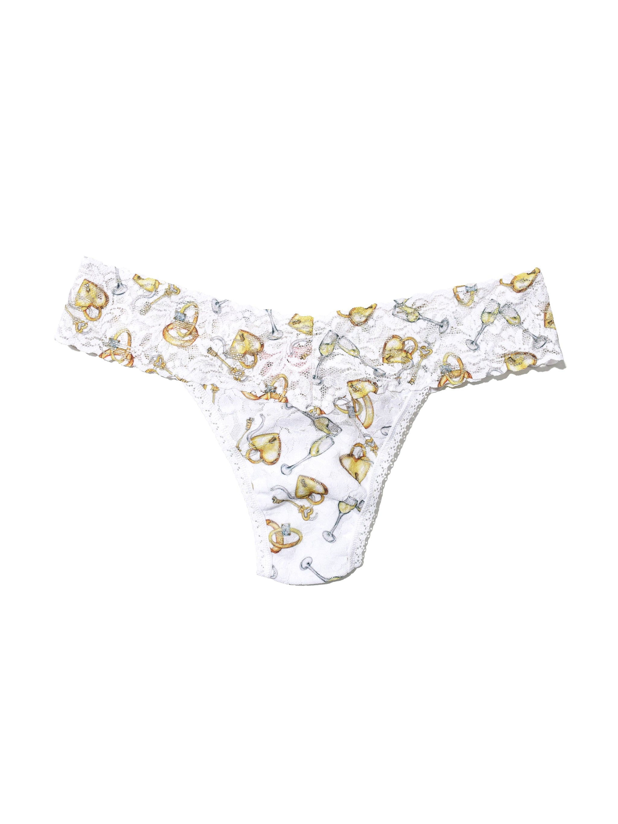 Printed Signature Lace Low Rise Thong Forever Gold