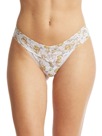 Printed Signature Lace Low Rise Thong Forever Gold