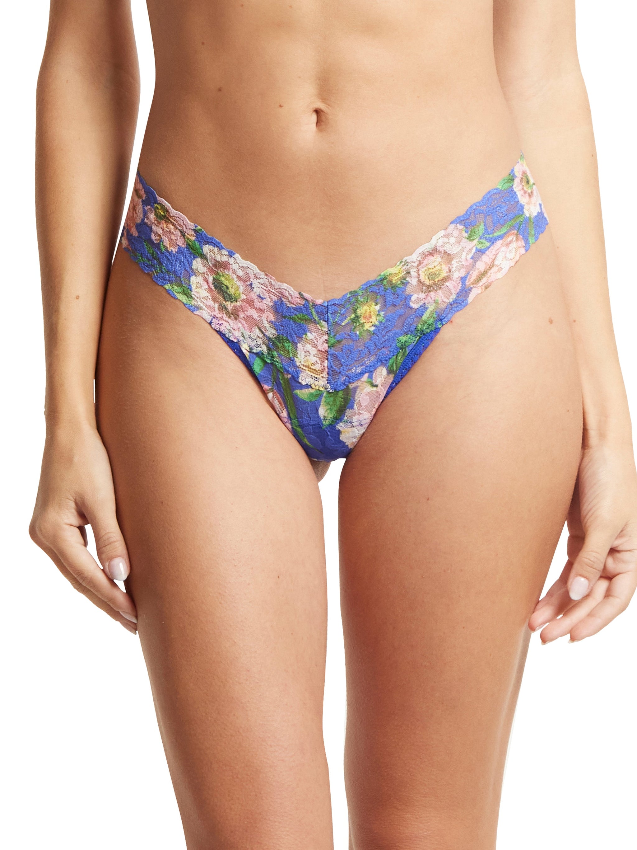 Printed Signature Lace Low Rise Thong Happy Place