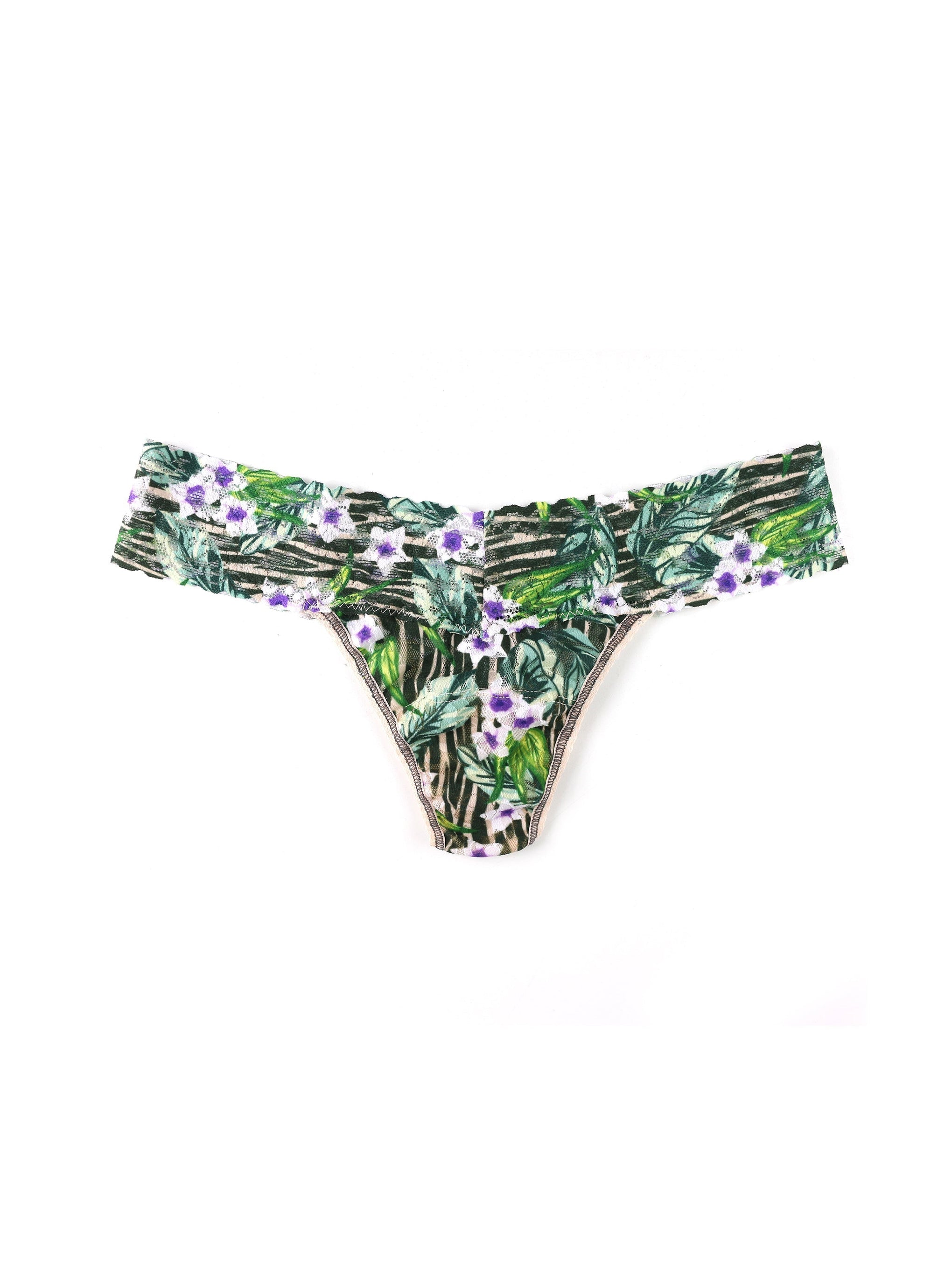 Printed Signature Lace Low Rise Thong Hideaway Sale