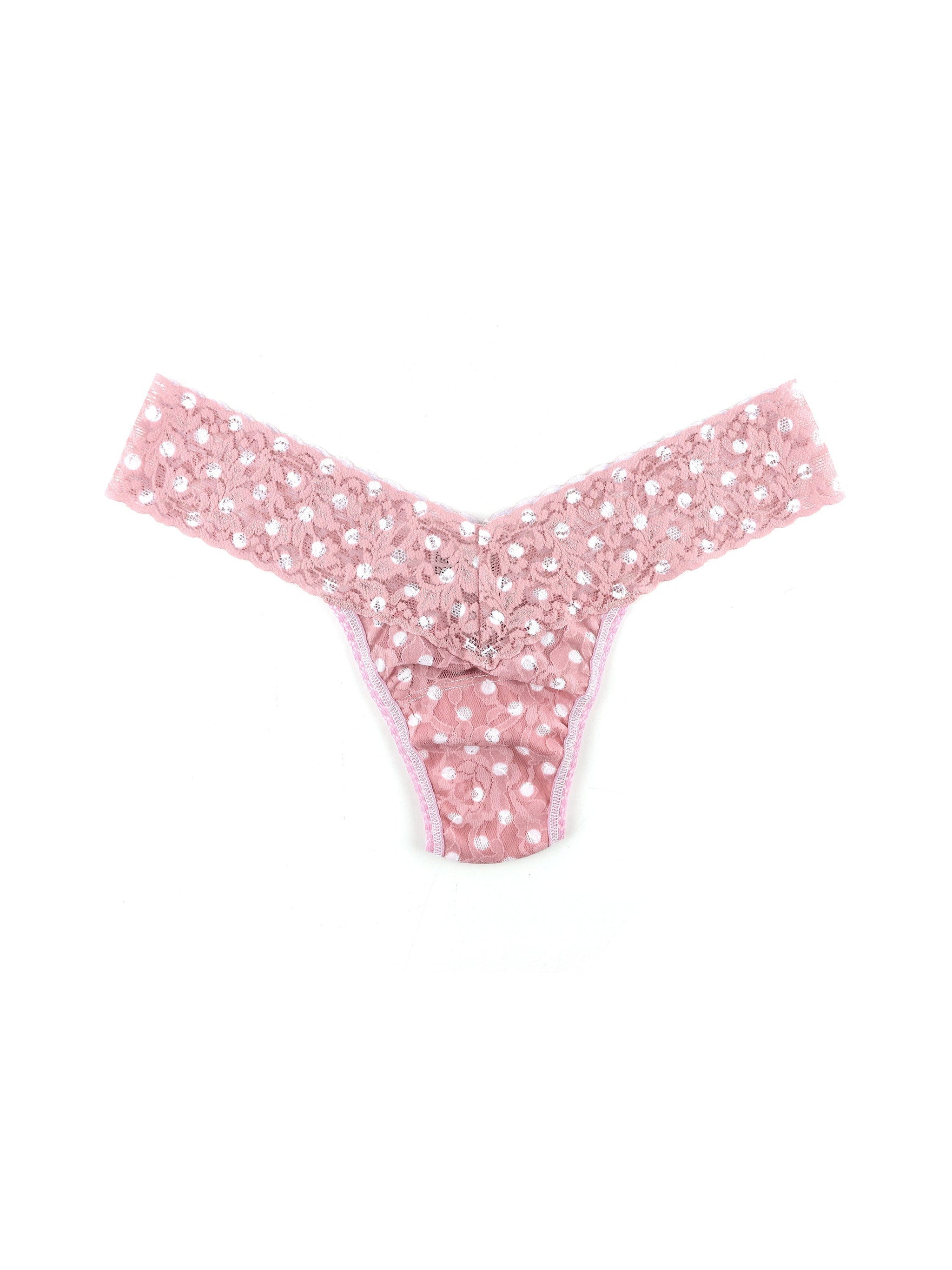 Printed Signature Lace Low Rise Thong Pink Frosting