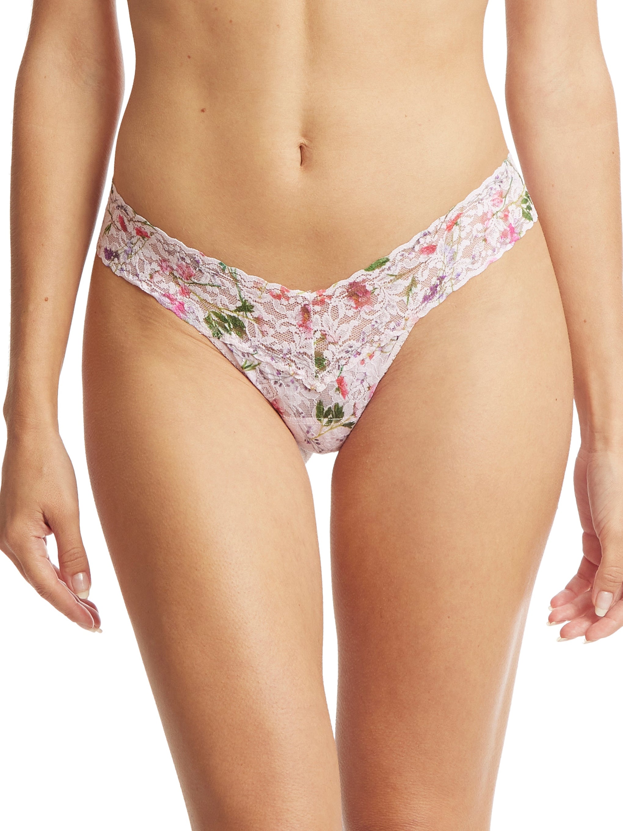 Printed Signature Lace Low Rise Thong Rise And Vines