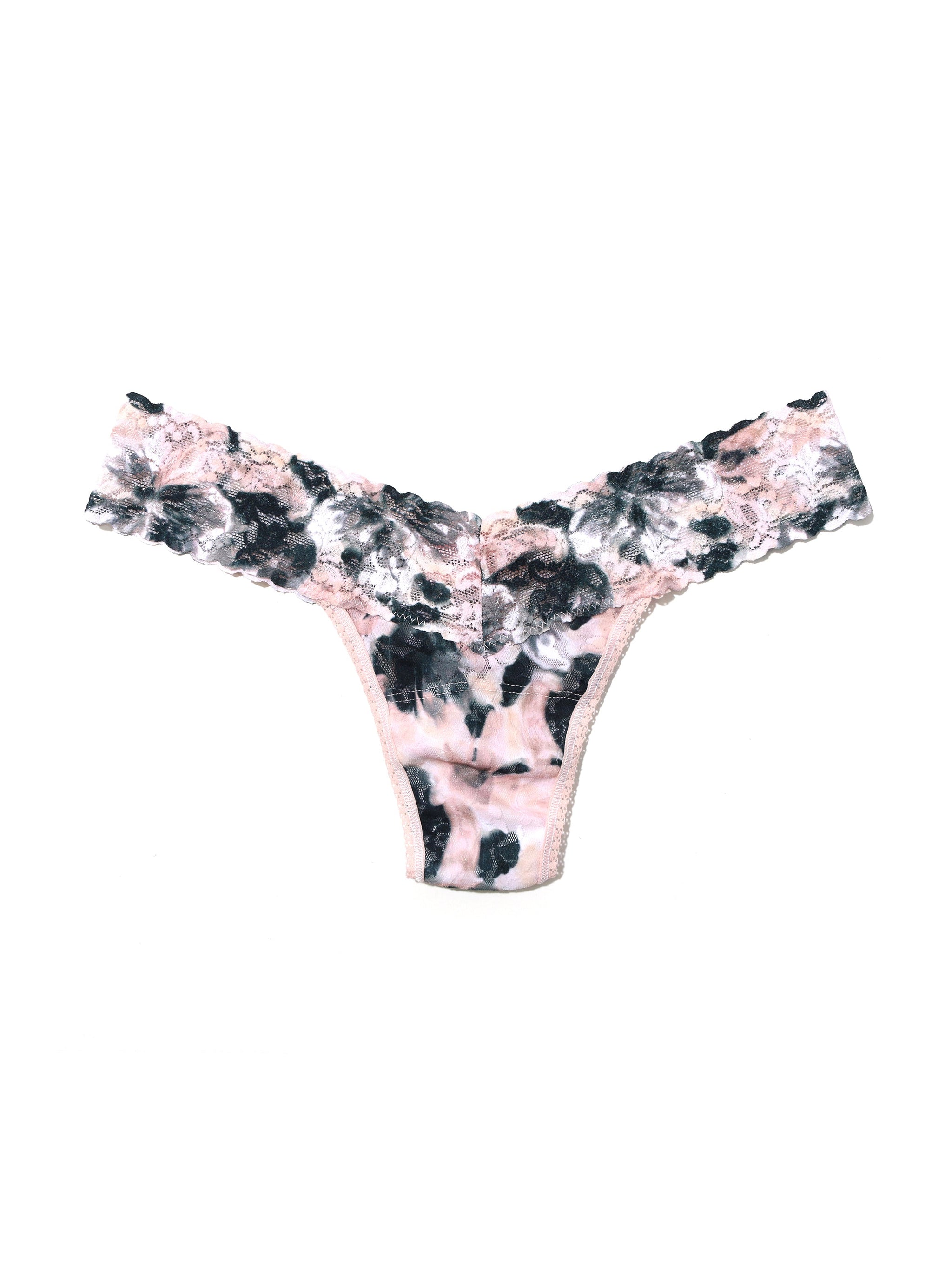 Printed Signature Lace Low Rise Thong Still Life