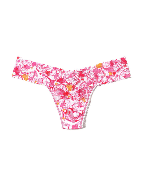 Printed Signature Lace Low Rise Thong XOXO