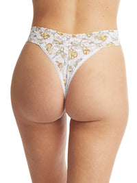 Printed Signature Lace Original Rise Thong Forever Gold
