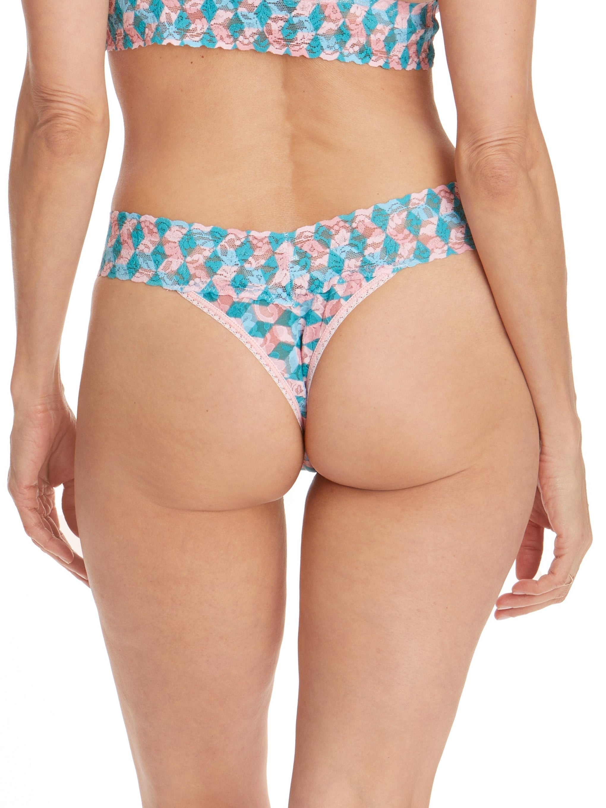 Printed Signature Lace Original Rise Thong What The Hex Sale