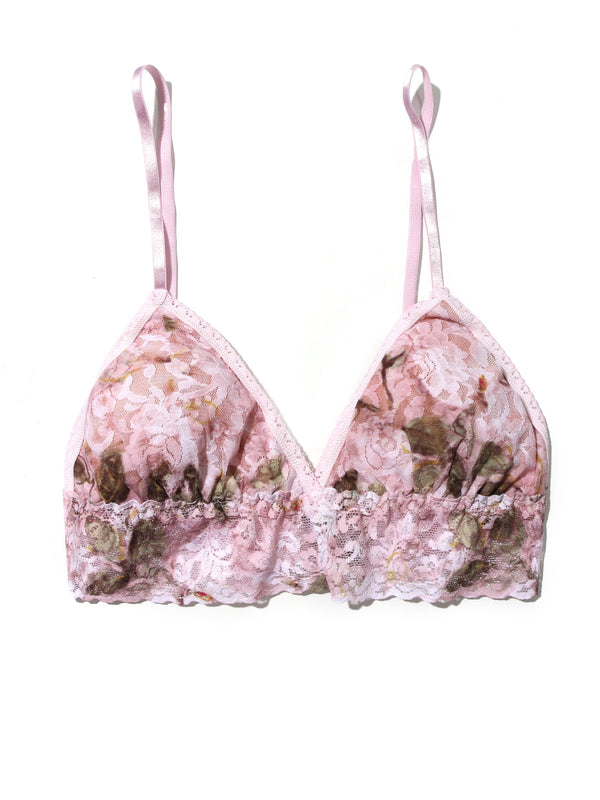 Printed Signature Lace Padded Triangle Bralette Antique Lily