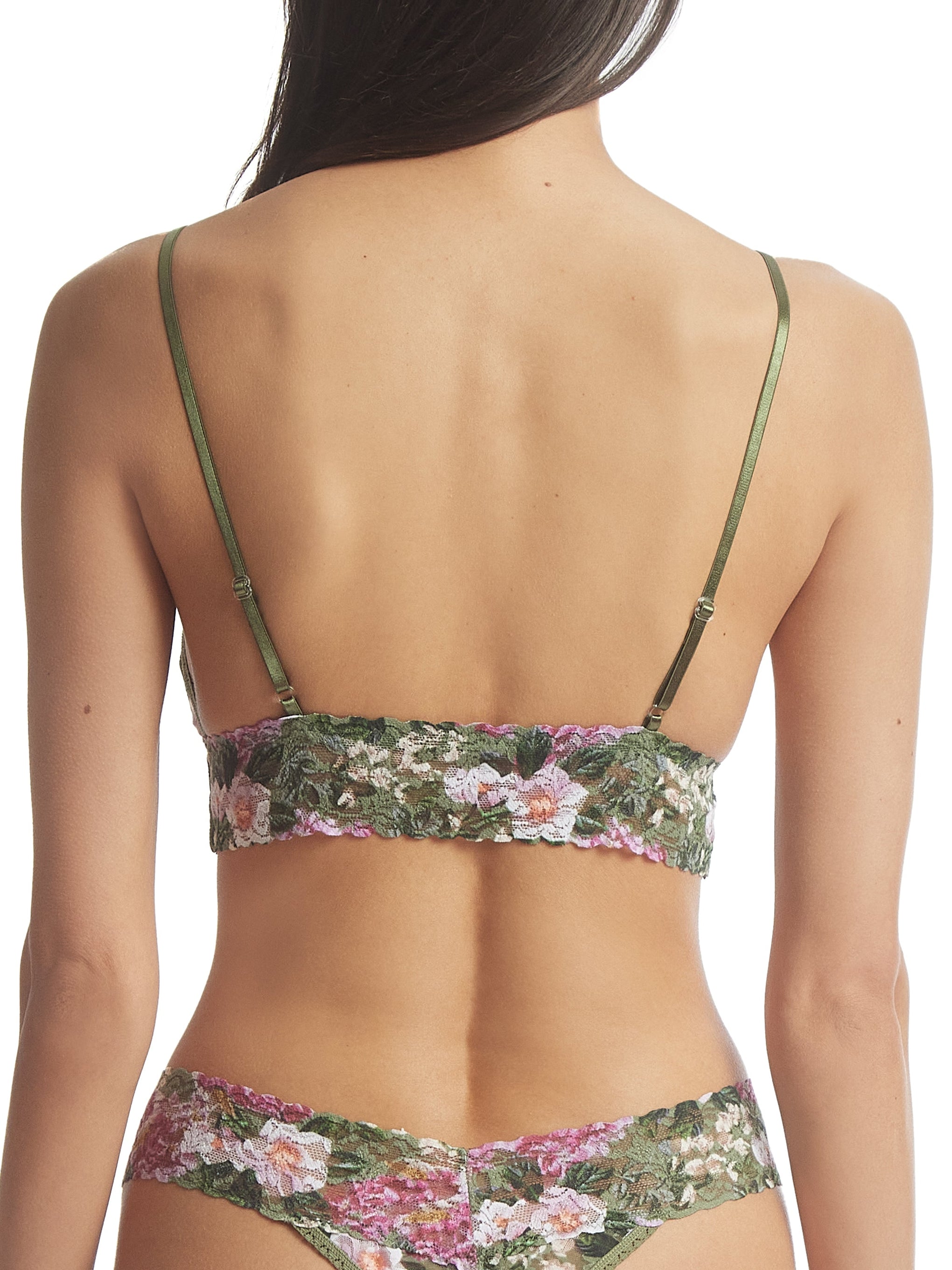 Floral Lace Unpadded Printed Triangle Bra, Grey