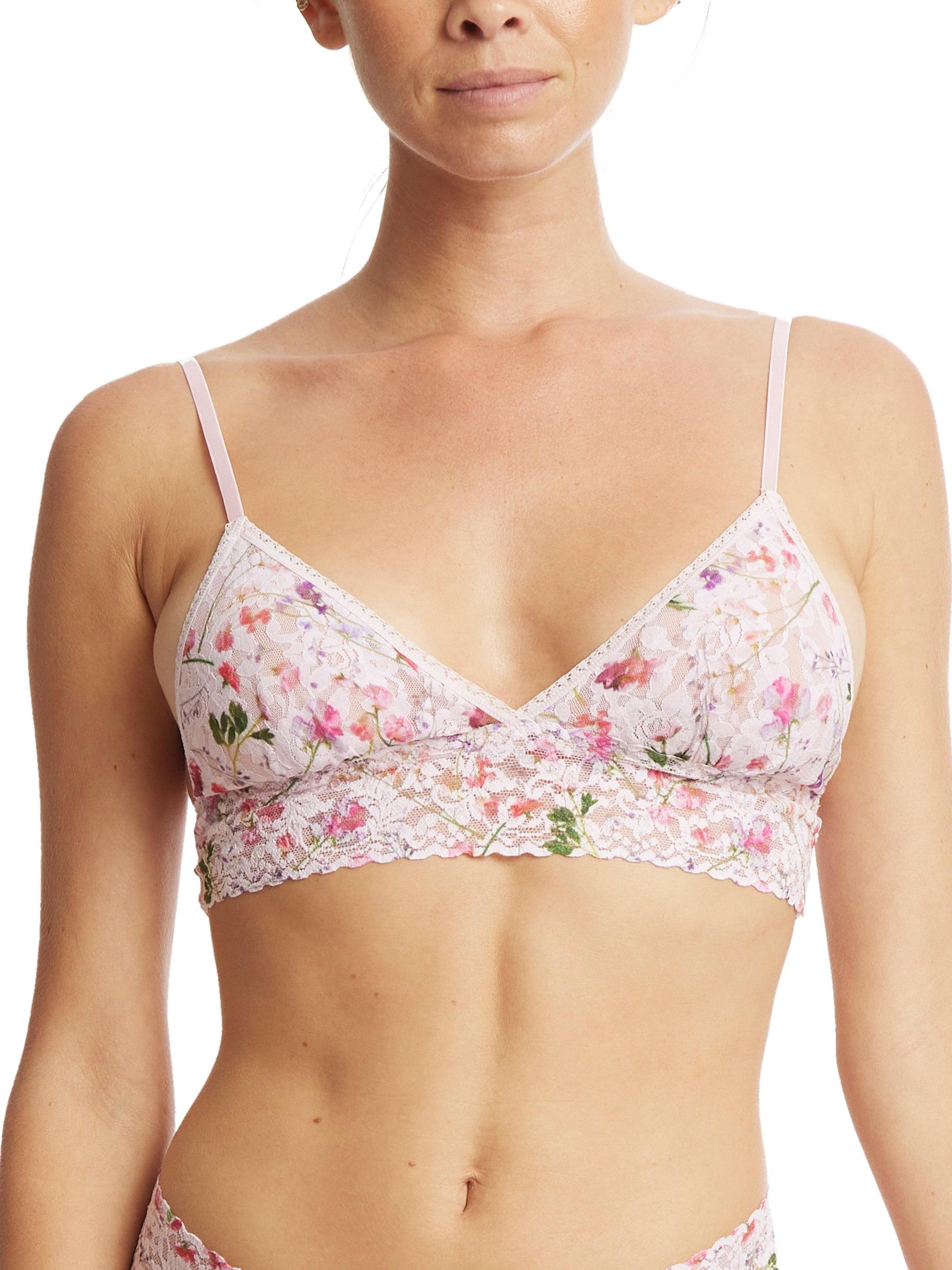 Printed Signature Lace Padded Triangle Bralette Rise And Vines Sale