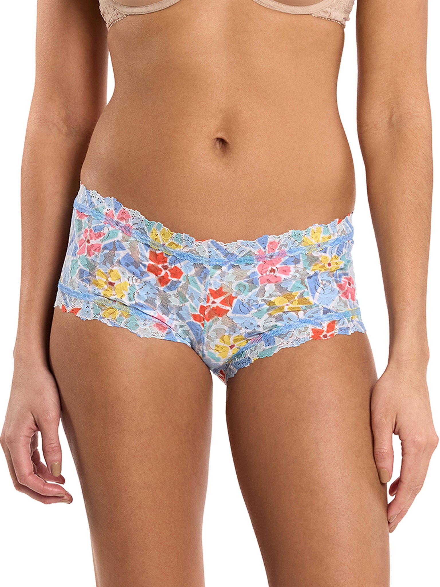 Printed Signature Lace® Boyshort Floral Mosaic White Sale