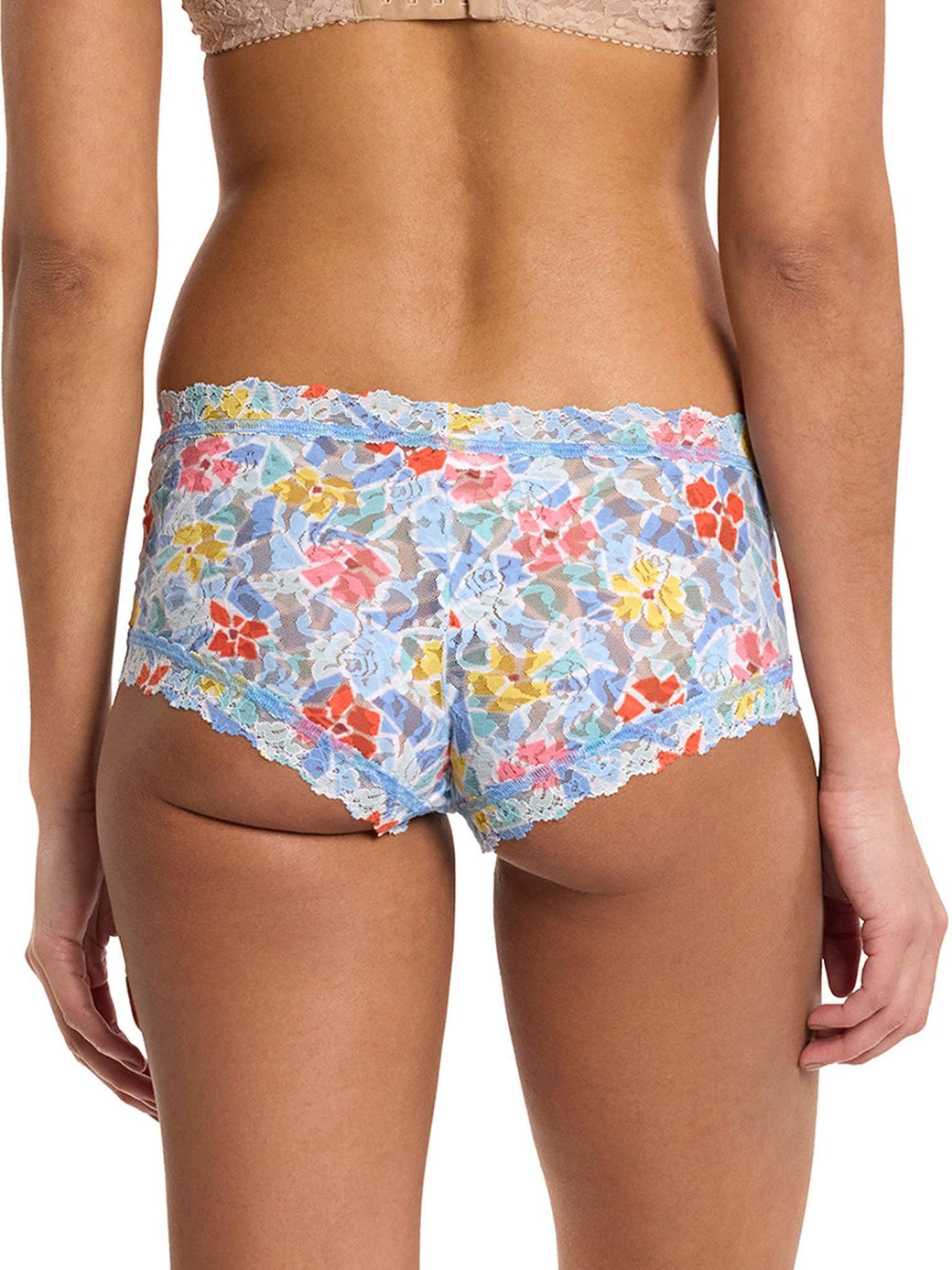 Printed Signature Lace® Boyshort Floral Mosaic White Sale