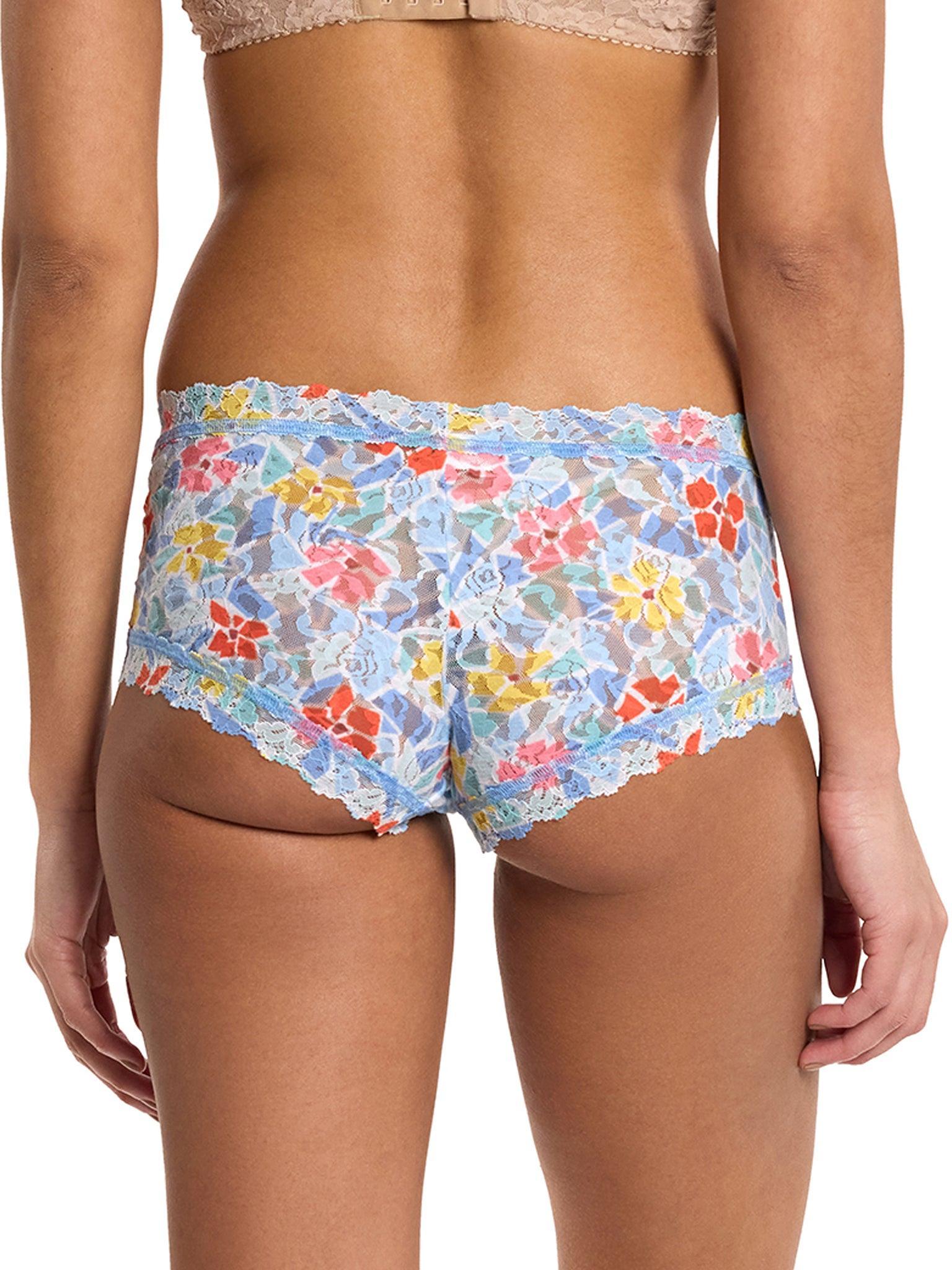 Printed Signature Lace® Boyshort Floral Mosaic White Sale