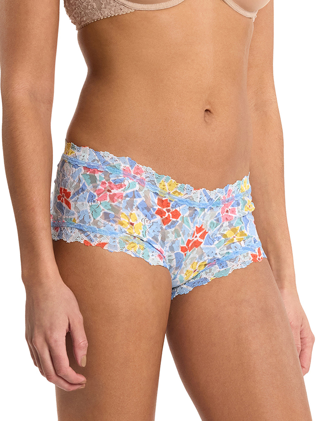 Printed Signature Lace® Boyshort Floral Mosaic White Sale