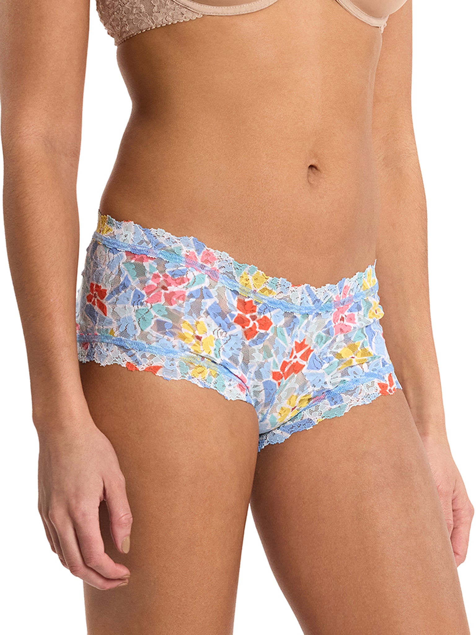 Printed Signature Lace® Boyshort Floral Mosaic White Sale