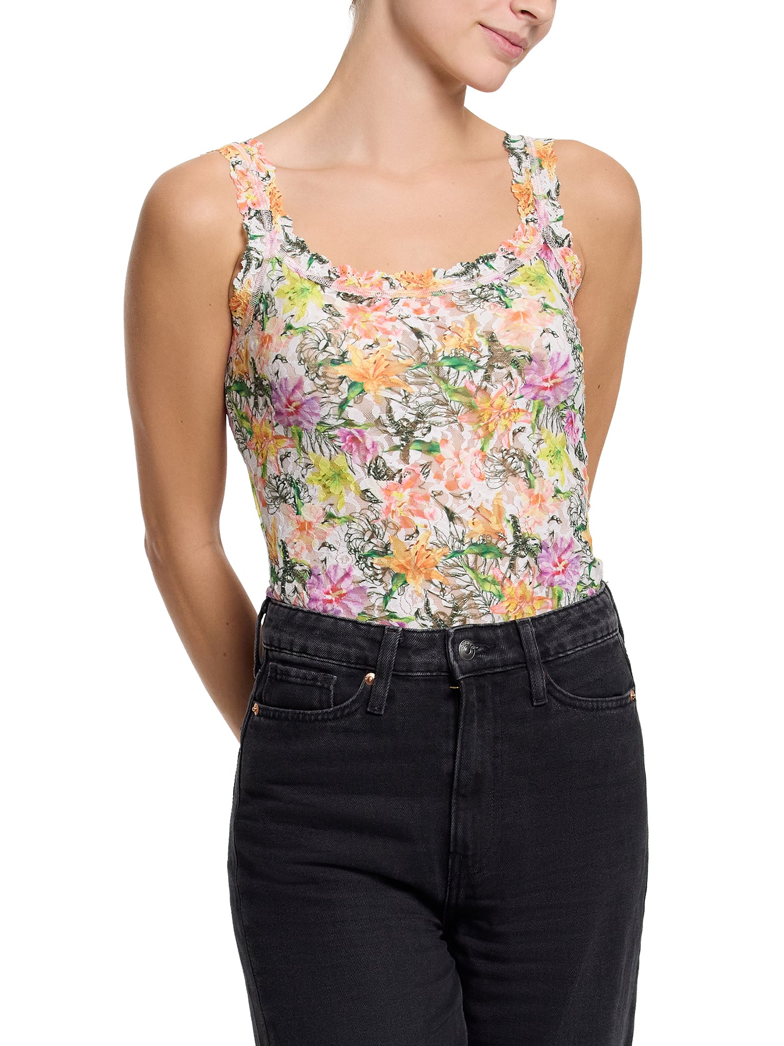 Botany Floral Printed Signature Lace® Classic Cami - On Model Front Cropped View | Hanky Panky