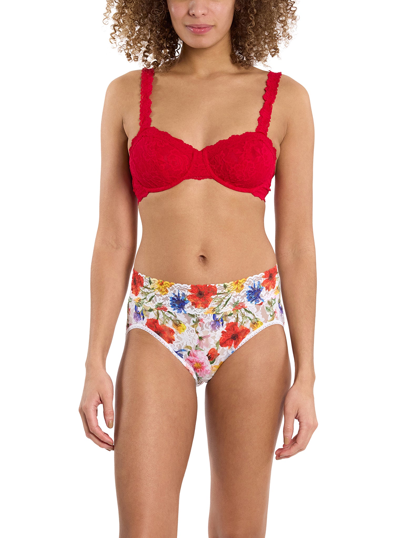 Printed Signature Lace® French Brief Meadow Mix White Sale