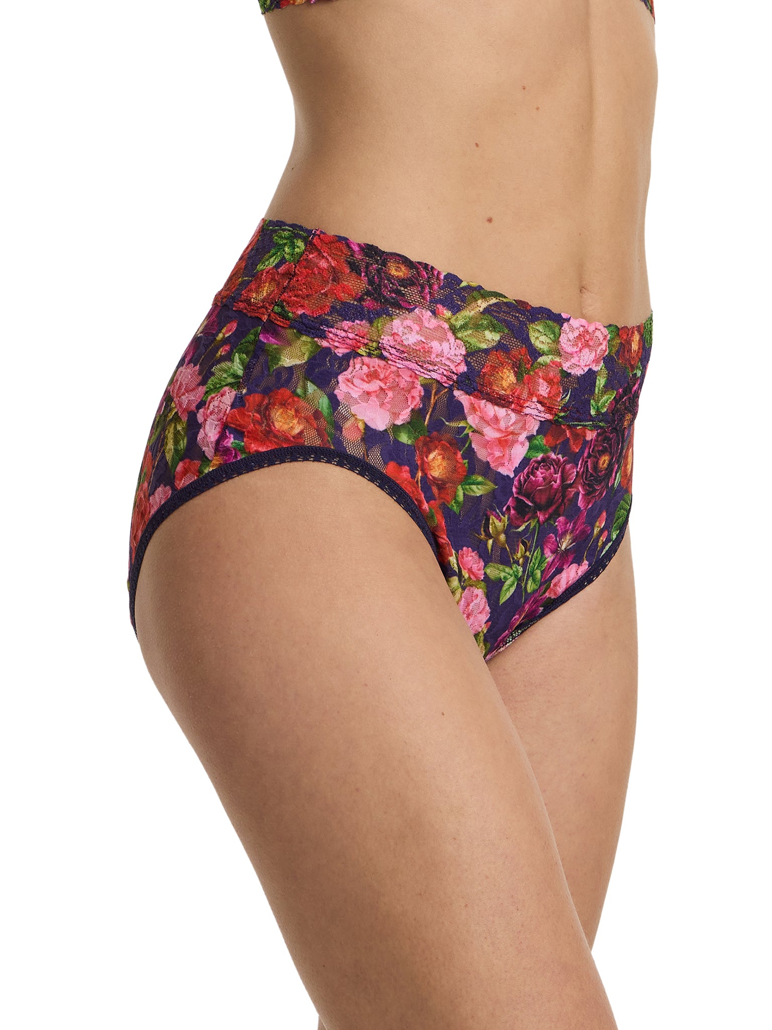 Printed Signature Lace® French Brief Winters Tale Floral - Side Profile, High Waist Detail | Hanky Panky