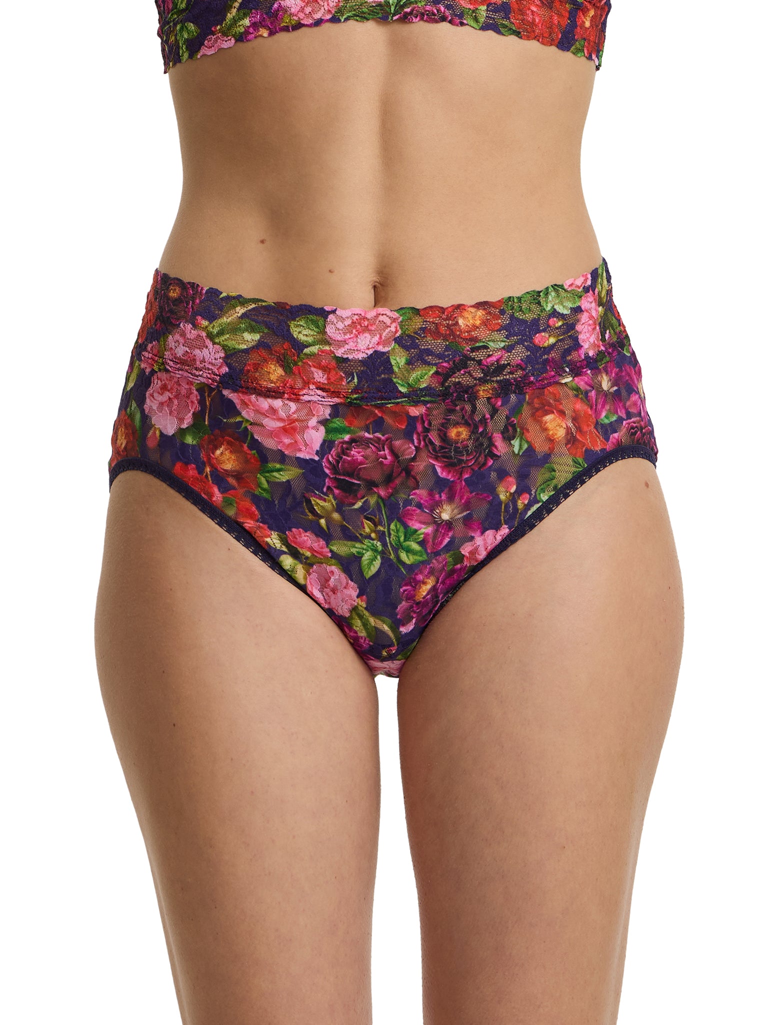 Printed Signature Lace® French Brief Winters Tale Floral - Front View, Floral Lace Briefs | Hanky Panky