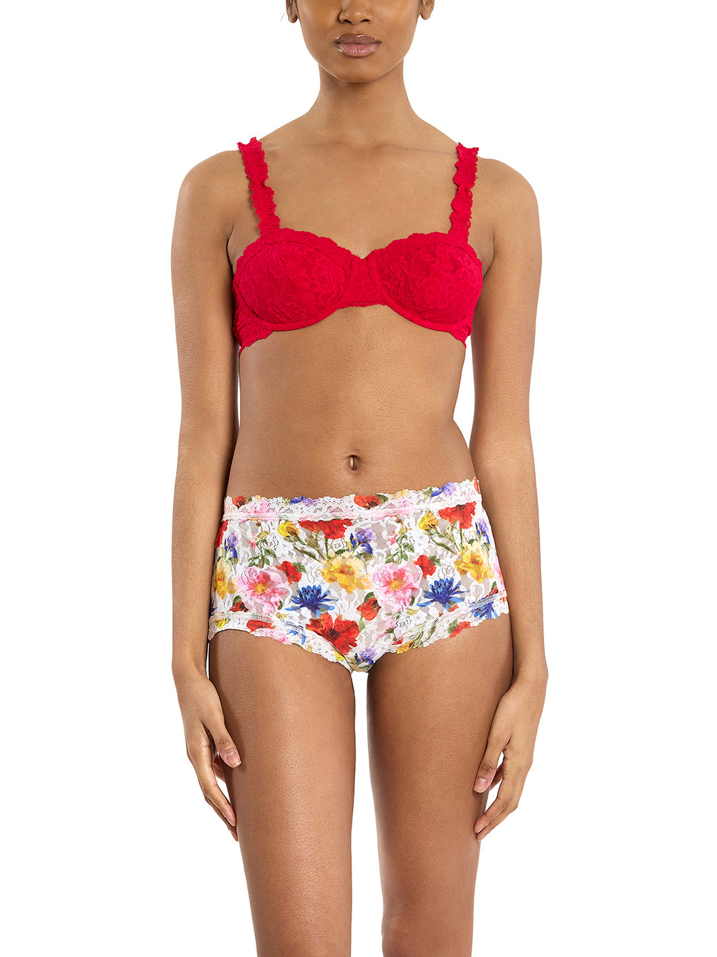 Printed Signature Lace® High Rise Boyshort Meadow Mix White Sale