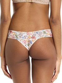 Printed Signature Lace® Low Rise Thong By The Sea Beige Sale