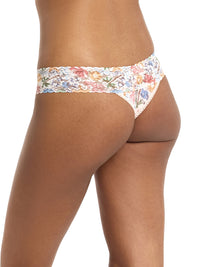 Printed Signature Lace® Low Rise Thong By The Sea Beige Sale