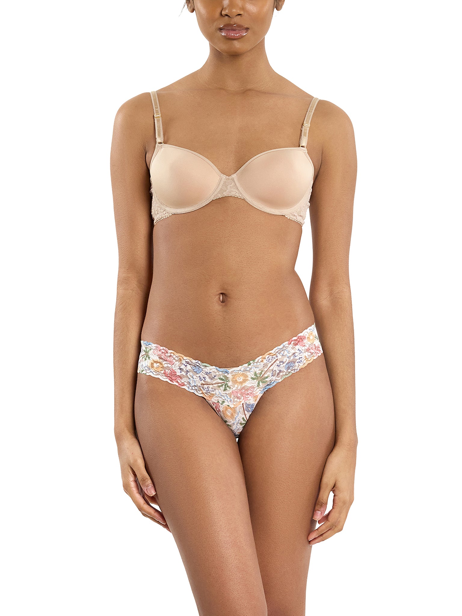 Printed Signature Lace® Low Rise Thong By The Sea Beige Sale