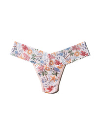 Printed Signature Lace® Low Rise Thong By The Sea Beige Sale