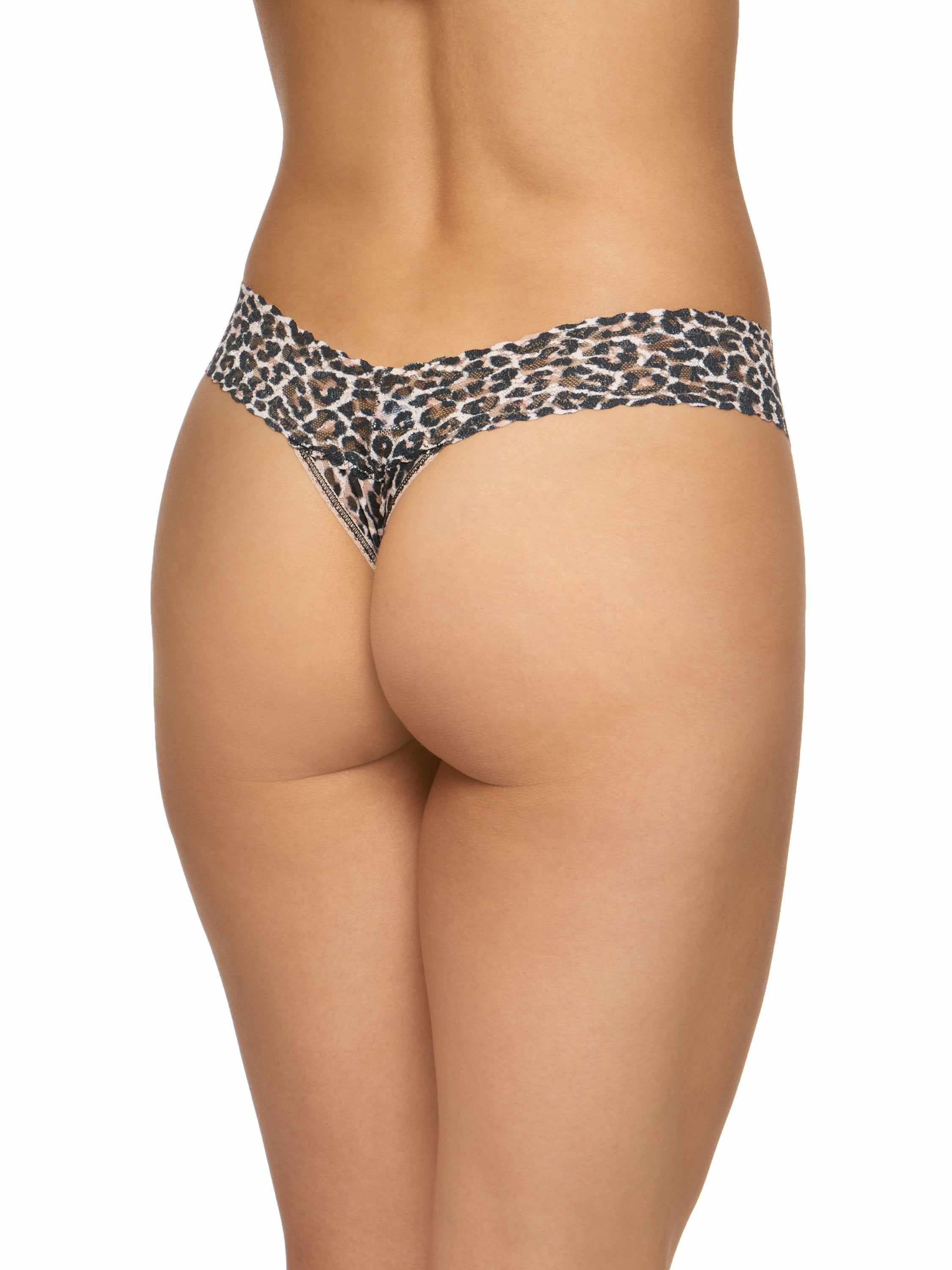 Printed Signature Lace Low Rise Thong Classic Leopard - Full Length Back On Model | Hanky Panky