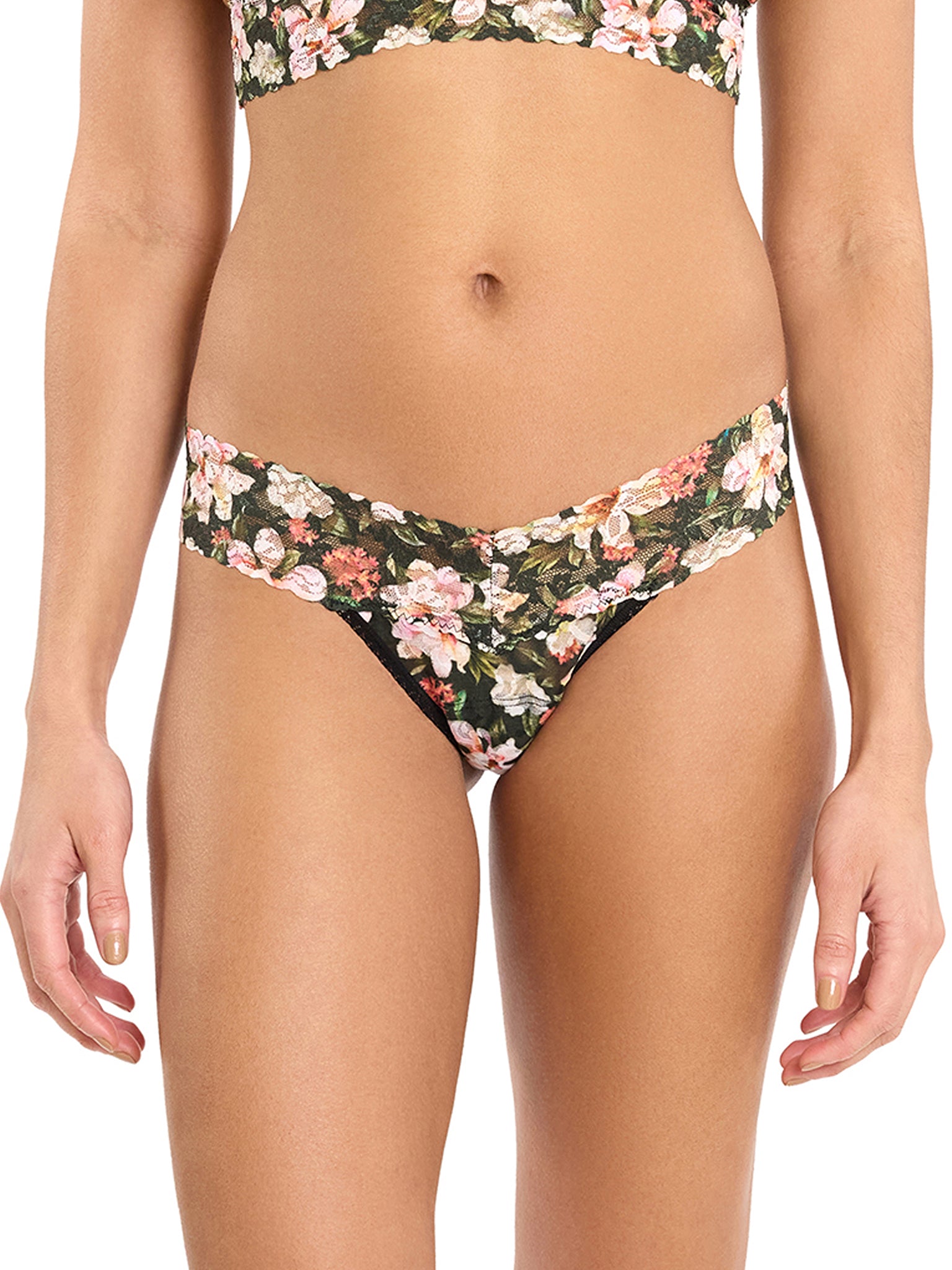 Printed Signature Lace® Low Rise Thong Dark Room Blooms  Black Friday Sale