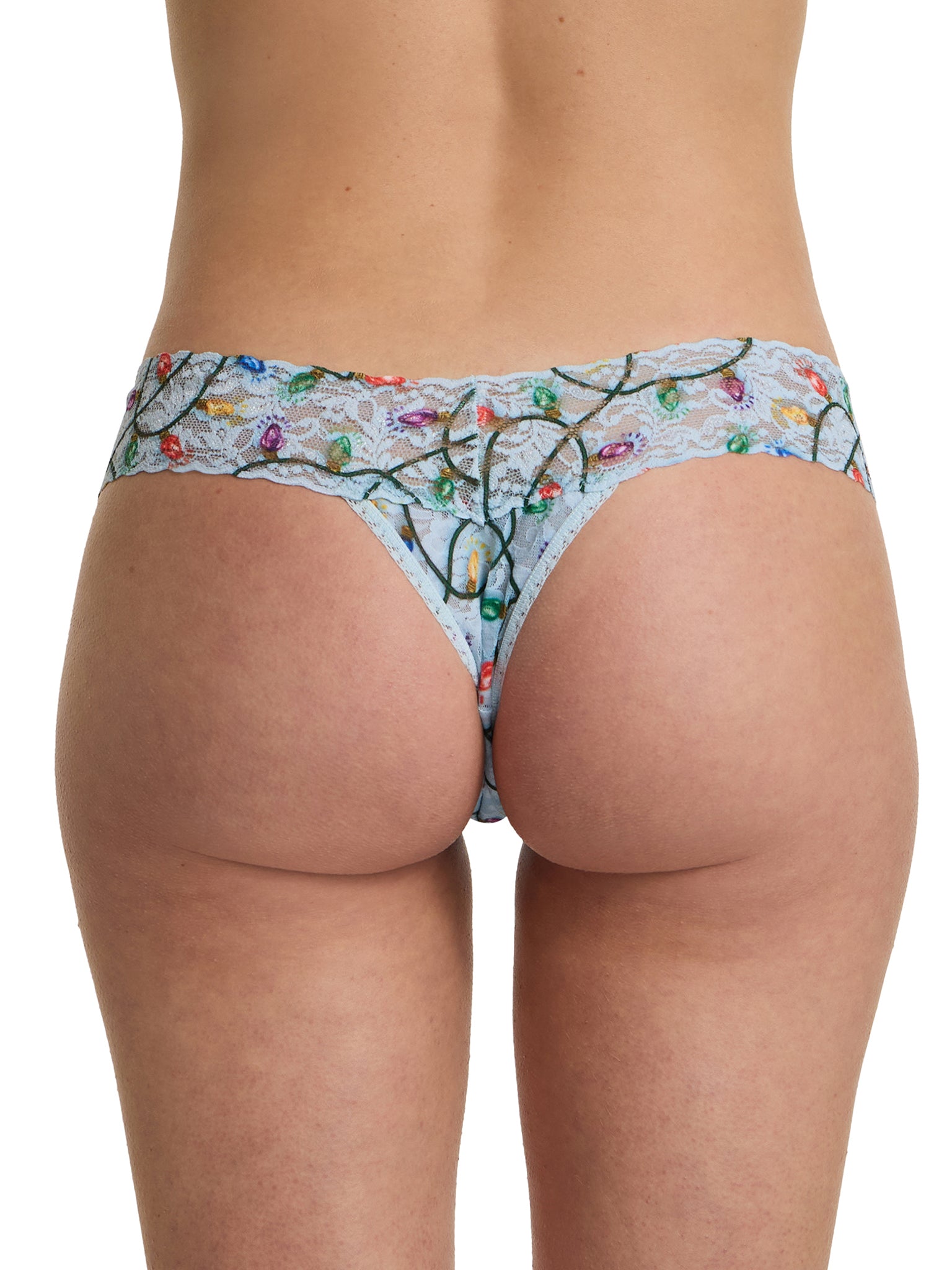 Printed Signature Lace® Low Rise Thong Decked Out Festive Lights