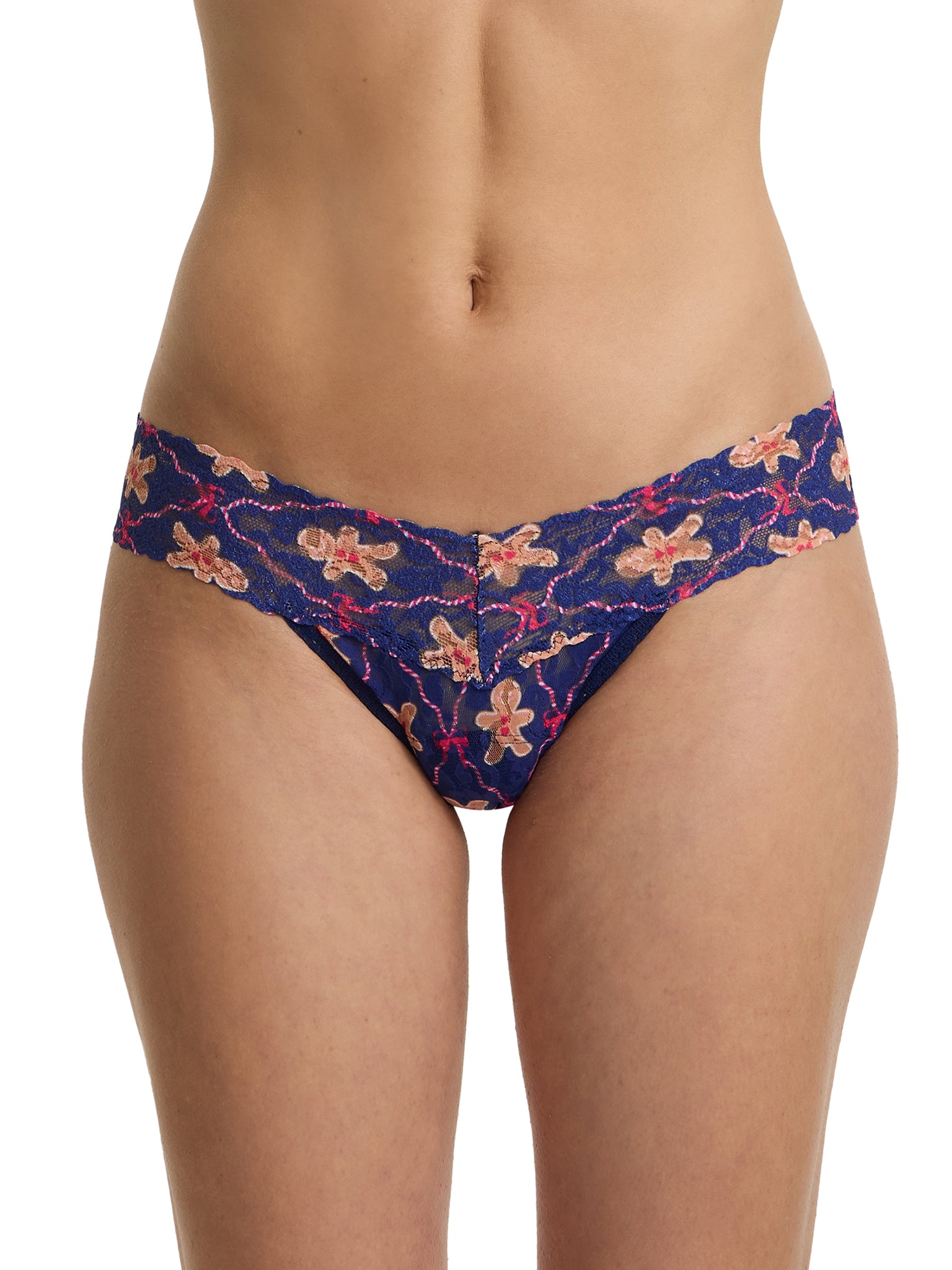 4911® Printed Signature Lace® Low Rise Thong Festive Gingerbread