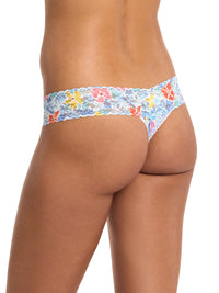 Printed Signature Lace® Low Rise Thong Floral Mosaic White Sale